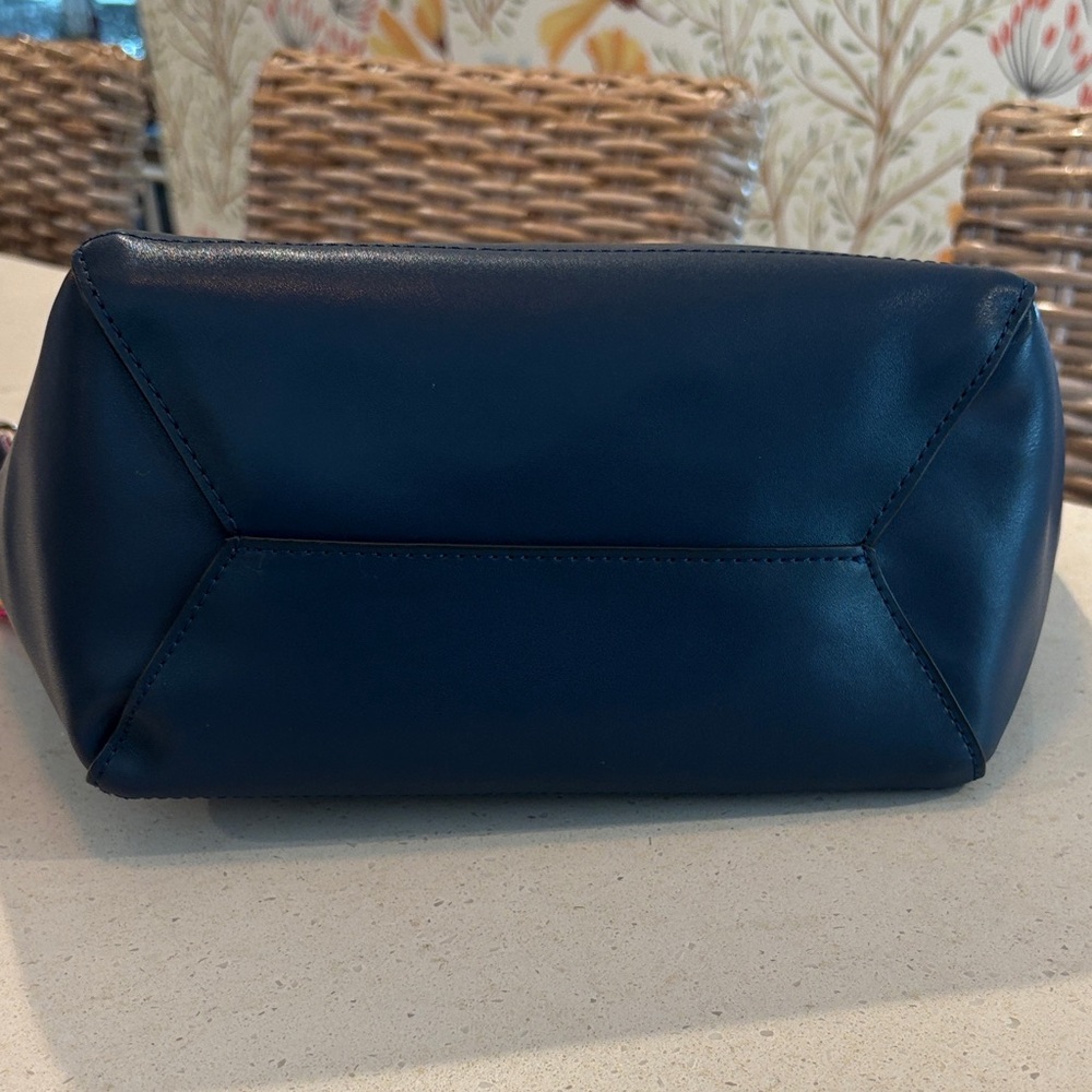Bostanten Lotty Leather Hobo Bag in Navy Blue with Colorful Strap - Picture 6 of 14